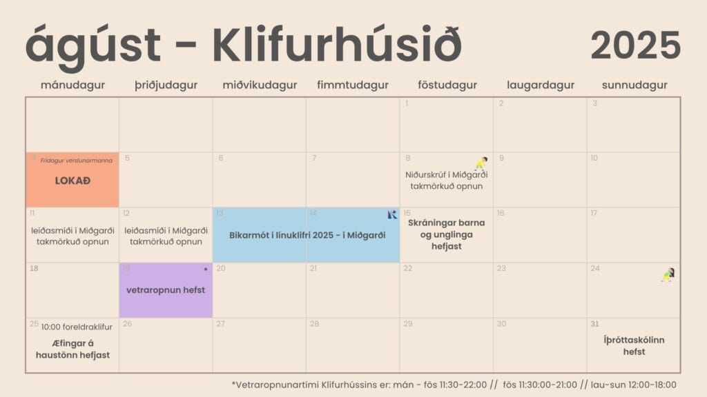ágúst-dagatal 2025