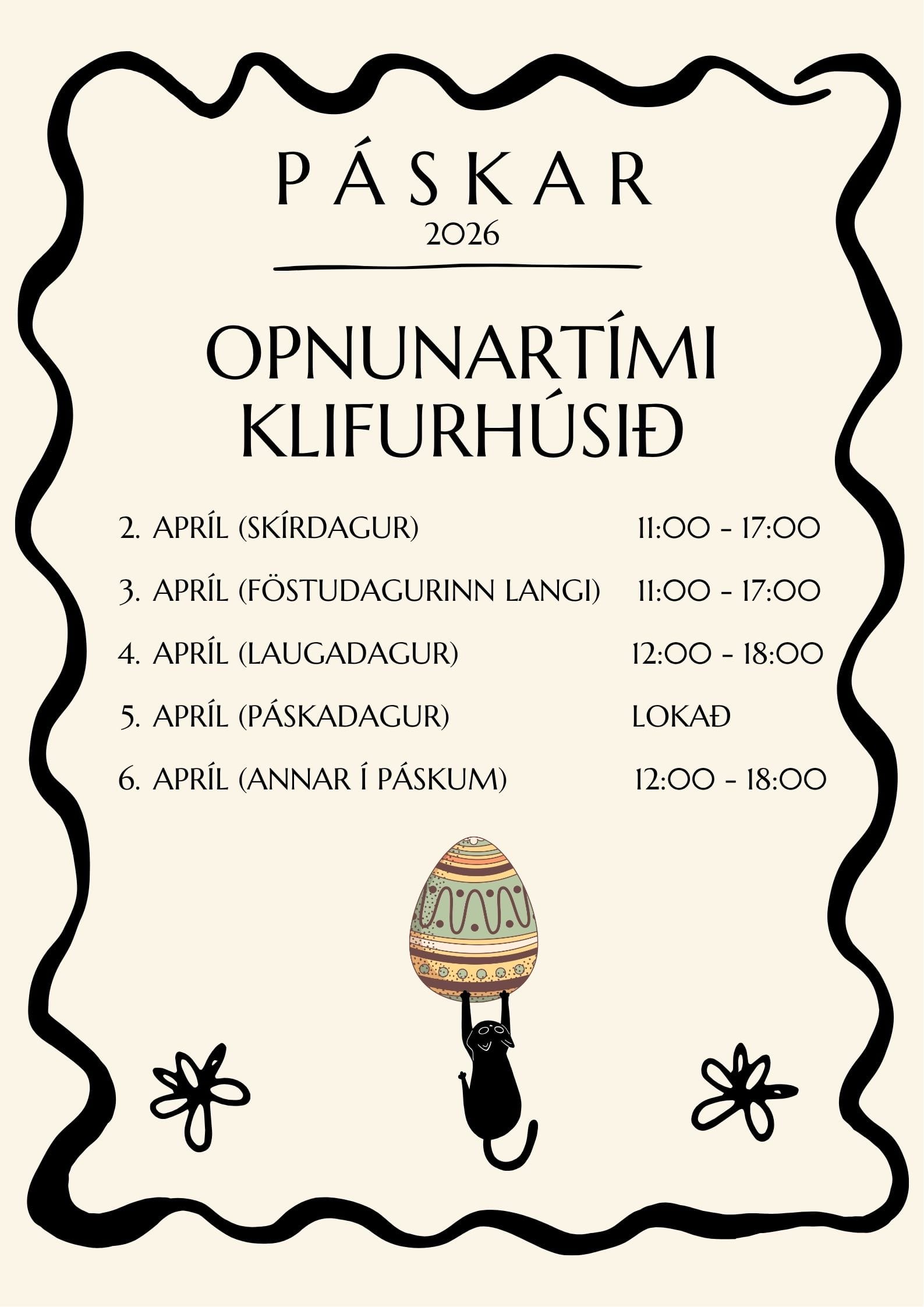 P á s k a r Opnunartími klifurhúsið