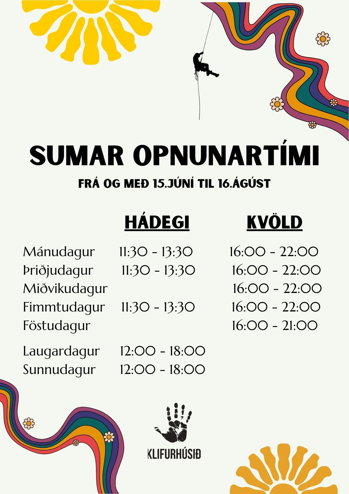 Sumar Opunartími